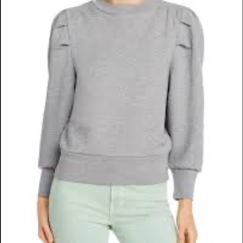 Frame XS Gray Puff Sleeve Sweatshirt